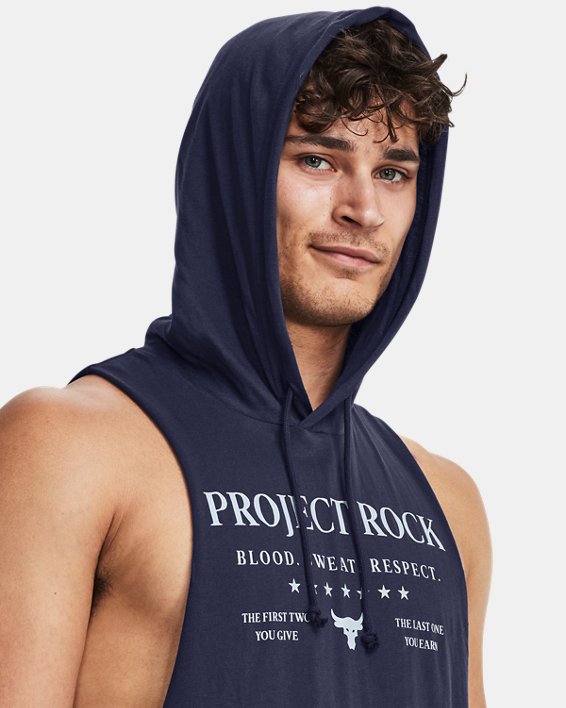 Men's Project Rock Sleeveless Hoodie in Blue image number 3
